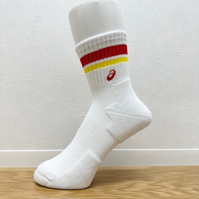 アシックス (asics)  ソックス ミドルショート ソブエスポーツオリジナルカラー PC06 W×R×W×Y×R(ホワイト×レッド×ホワイト×イエロー×レッド) ハンドボール