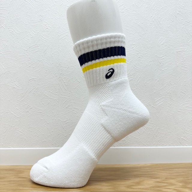 アシックス (asics)  ソックス ミドルショート ソブエスポーツオリジナルカラー PC06 W×NA×W×Y×NA(ホワイト×ネイビー×ホワイト×イエロー×ネイビー) ハンドボール
