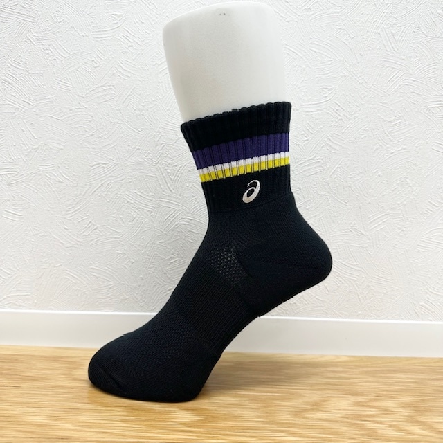 アシックス asics ソックス ミドルショート ソブエスポーツオリジナルカラー PC06 B×PUP×W×Y×W(ブラック×パープル×ホワイト×イエロー×ホワイト) ハンドボール