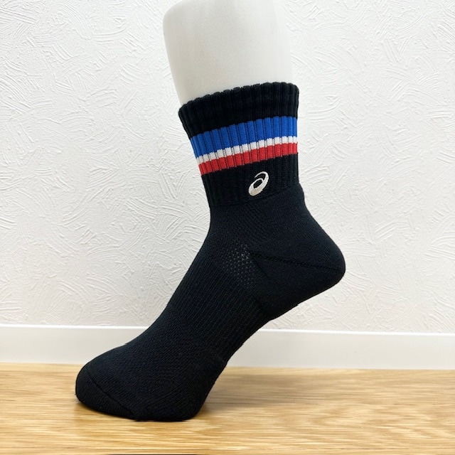 アシックス (asics)  ソックス ミドルショート ソブエスポーツオリジナルカラー PC06 B×BL×W×R×W(ブラック×ブルー×ホワイト×レッド×ホワイト) ハンドボール