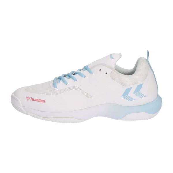 ヒュンメル (hummel) ハンドボール インドアシューズ レジェンドフライ6.0 ホワイト×ライトブルー ワイドラスト 軽量 HAS8042-1062