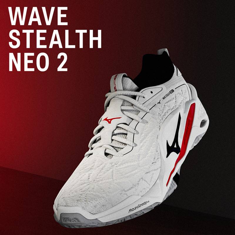 【海外限定カラー】 ミズノ (MIZUNO) ハンドボールシューズ WAVE STEALTH NEO2 ウエーブステルスネオ2 ホワイトxブラックxレッド X1GA240059