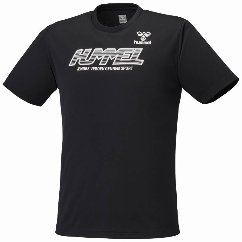 ヒュンメル (hummel) ハンドボールウェア トレーニングウエア スポーツウエア グラフィックプラクティスシャツ プラシャツ 半袖Tシャツ メンズ (26ss) ブラック 吸汗速乾 S-XO HAP1241-90