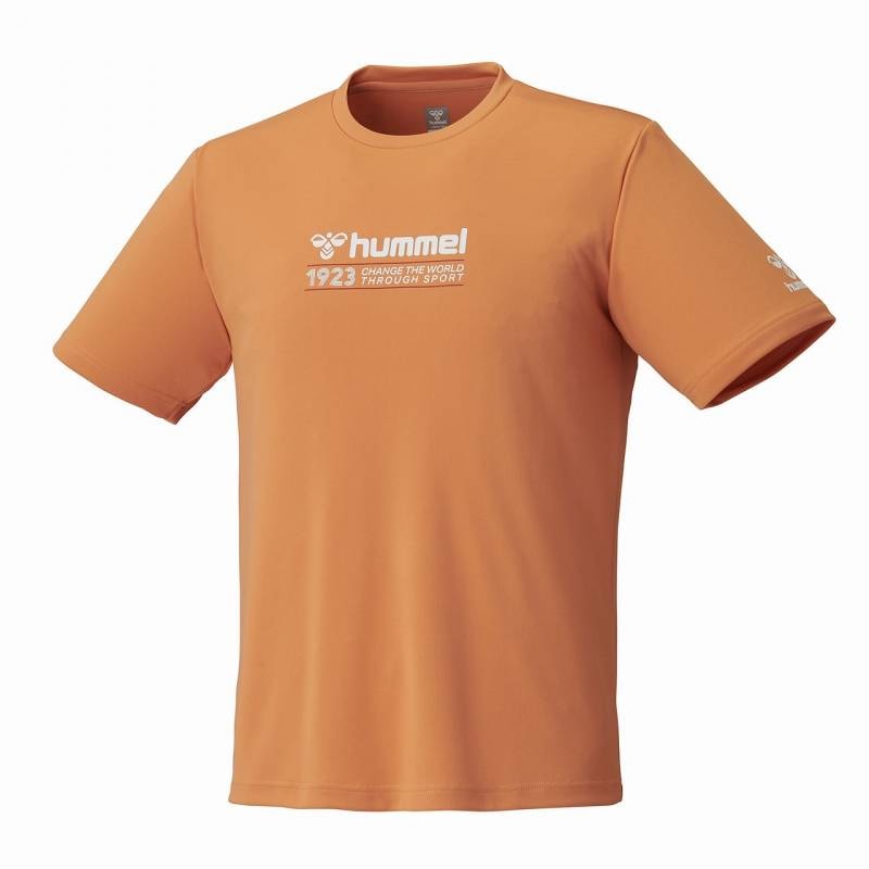 ヒュンメル (hummel) ハンドボールウェア トレーニングウエア スポーツウエア グラフィックTシャツ 半袖Tシャツ メンズ (26ss) アプリコットオレンジ 吸汗速乾 S-XO HAY2148-344