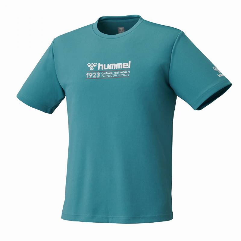 ヒュンメル (hummel) ハンドボールウェア トレーニングウエア スポーツウエア グラフィックTシャツ 半袖Tシャツ メンズ (26ss) ピーコックグリーン 吸汗速乾 S-XO HAY2148-503
