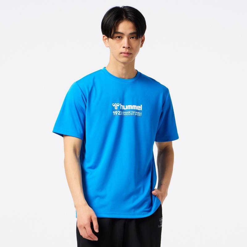 ヒュンメル (hummel) ハンドボールウェア トレーニングウエア スポーツウエア グラフィックTシャツ 半袖Tシャツ メンズ (26ss) ブリリアントブルー 吸汗速乾 S-XO HAY2148-676