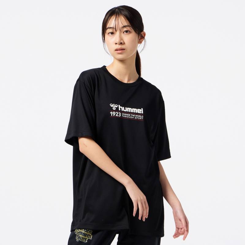ヒュンメル (hummel) ハンドボールウェア トレーニングウエア スポーツウエア グラフィックTシャツ 半袖Tシャツ メンズ (26ss) ブラック 吸汗速乾 S-XO HAY2148-90