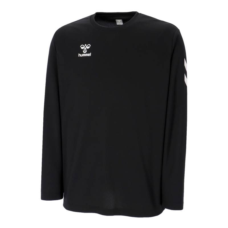 ヒュンメル (hummel) ハンドボールウェア トレーニングウエア スポーツウエア ワンポイントロングスリーブシャツ 長袖Tシャツ メンズ (26aw) ブラック 吸汗速乾 S-XO HAP7248-90