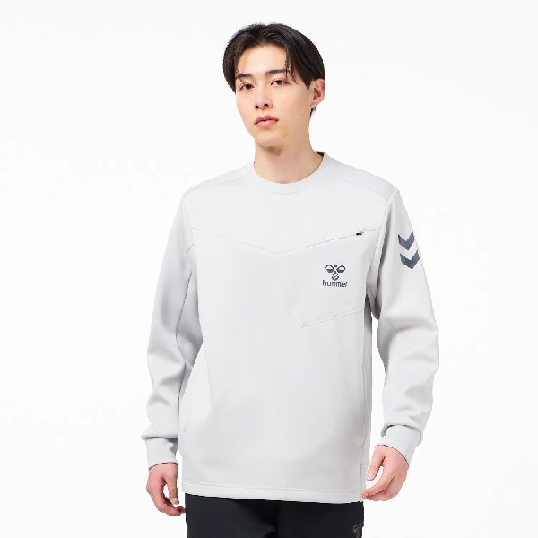 ヒュンメル hummel ハンドボール トレーニングウエア スポーツウェア ダンボールスウェットクルーネック HAP8314C 972 パウダーグレー 26aw