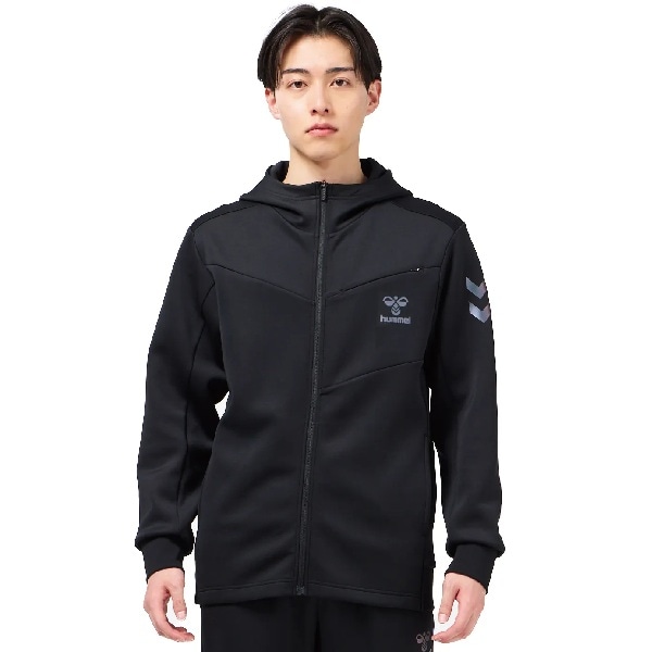 ヒュンメル hummel ハンドボール トレーニングウエア スポーツウェア ダンボールスウェット フルジップフーディー HAP8314 90 ブラック 26aw