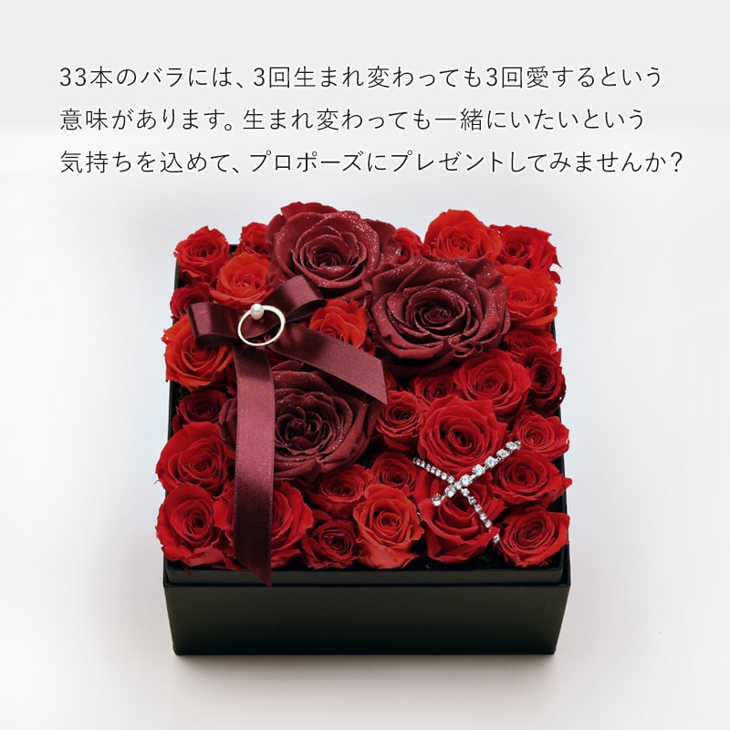 全国配送可能・送料無料】 33本の薔薇が詰まったフラワーボックス
