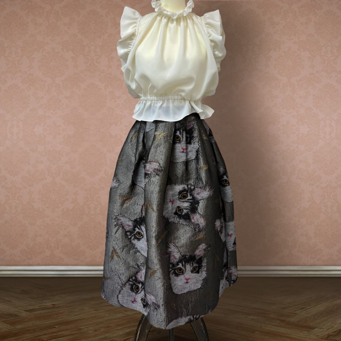 ジャガードスカート　グレー