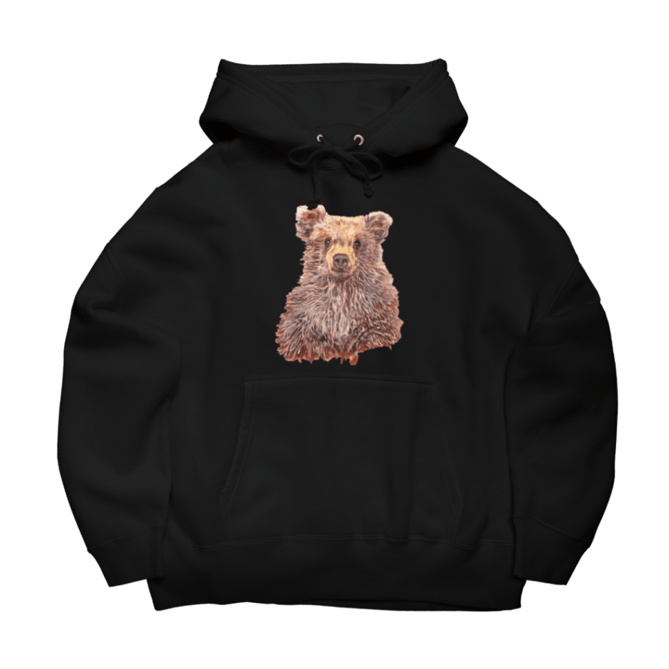 裏起毛パーカー　double appleteaくま　black