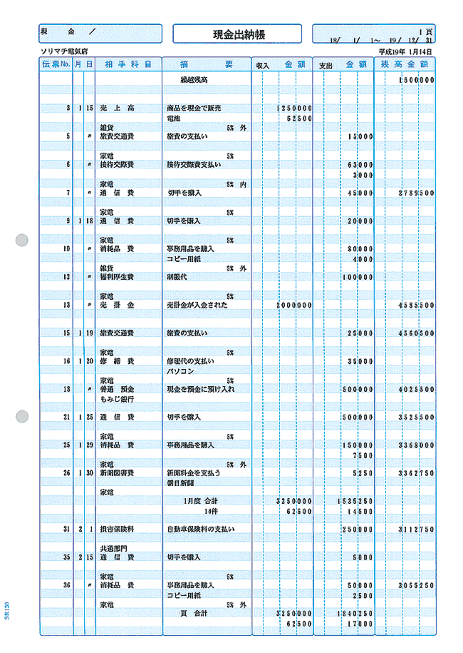 SR1301 出納帳 500枚入