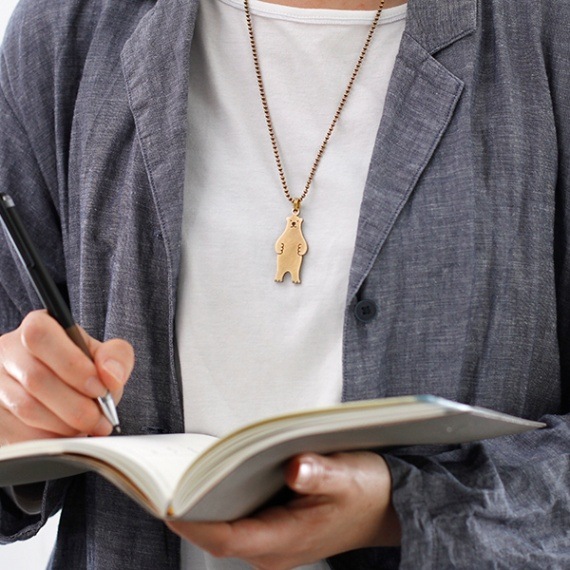 真鍮ネックレス（ロングチェーン） 白くま | 闇月創房 【 北海道