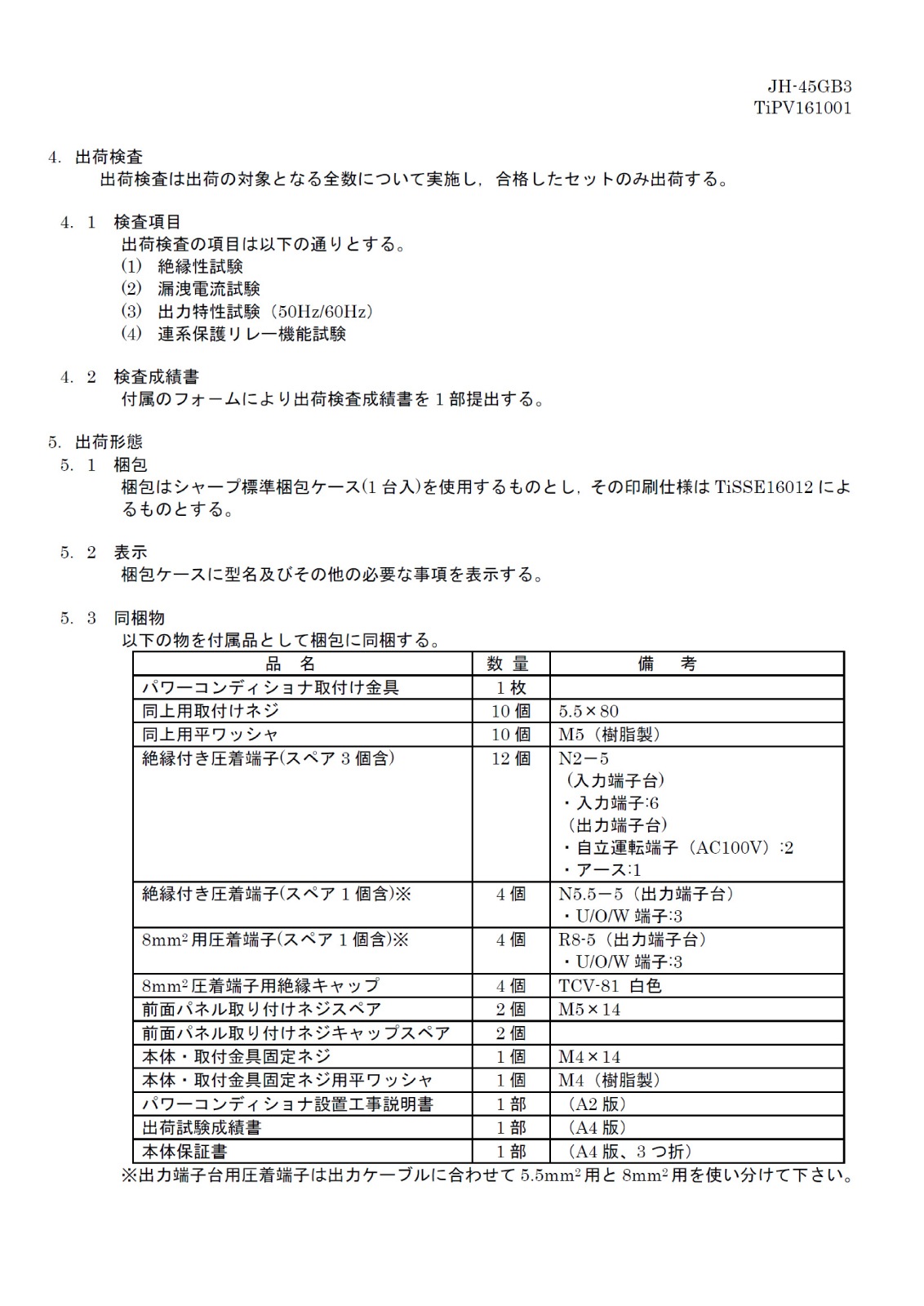��ñ��4.5kW ��Ω��ž��ǽ�աۥ��㡼�� �ѥ拾�� �ű������� ���⳰�� JH-45GB3
