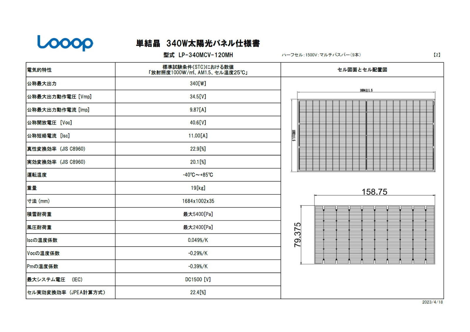 ��ñ�뾽340W��Looop ���۸��ѥͥ� LP-340MCV-120MH