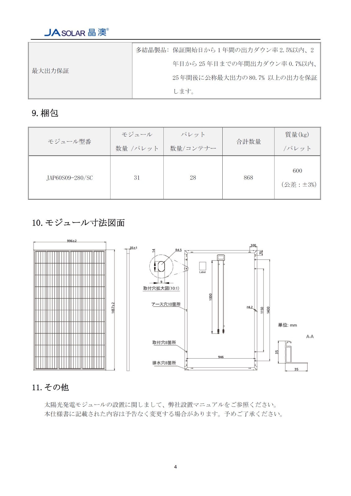 ¿뾽280WJA顼 ۸ѥͥ JAP60S09-280/SC