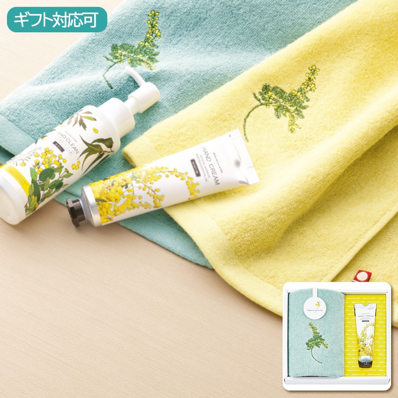 ミアミモザ ウォッシュタオル＆ハンドクリームセット