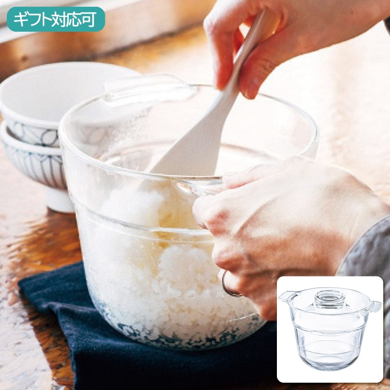 ハリオ 一膳屋 耐熱ガラス製電子レンジ用炊飯器(0.5～1合炊き)