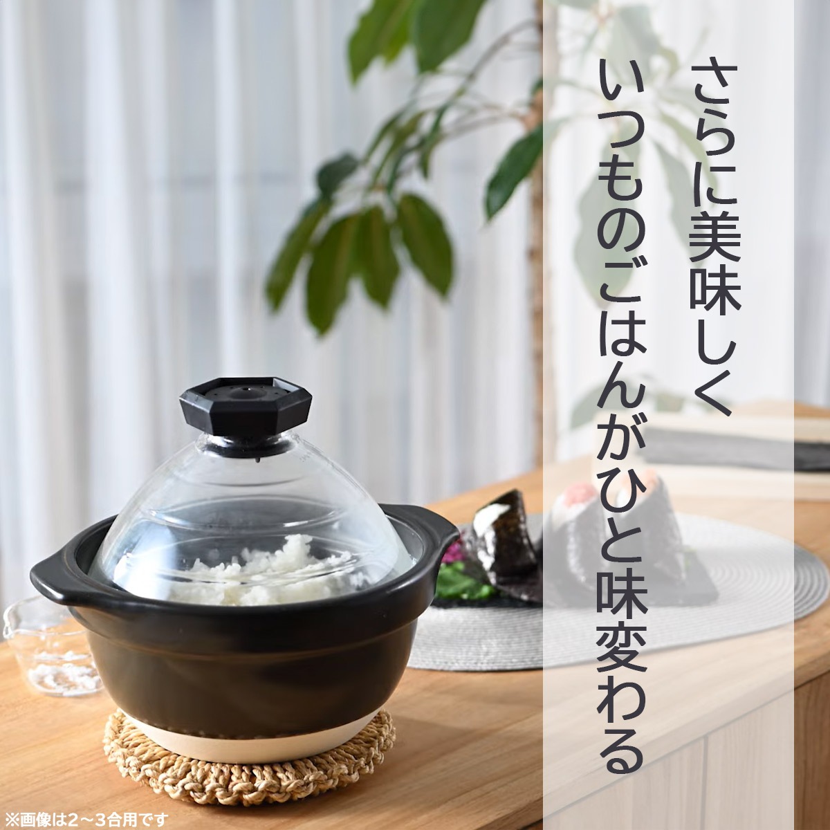 ハリオ フタがガラスのご飯釜1～2合 ガス火専用
