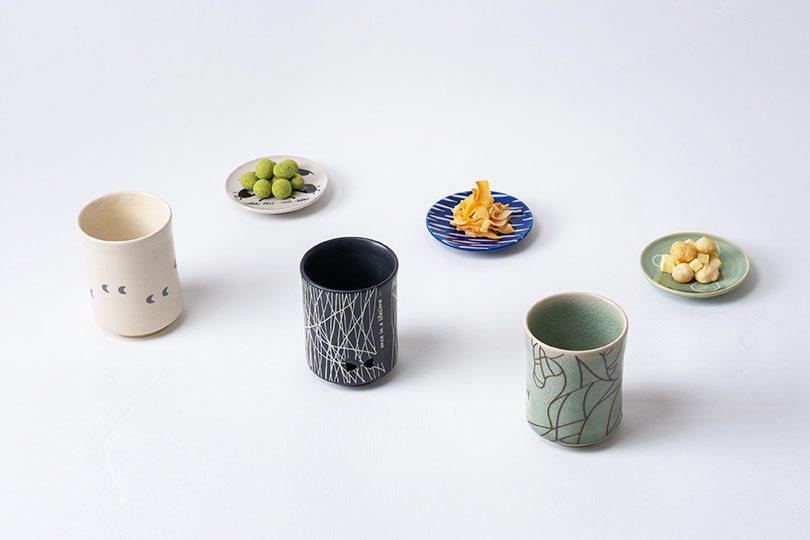 U152-1 大堀相馬焼 相馬半勝 金彩馬文 ぐい呑み 三客セット FF U152-1