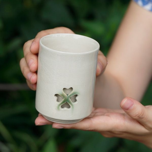 大堀相馬焼 松永窯 木箱入り 夫婦二重湯呑み(アイボリー) | すべての