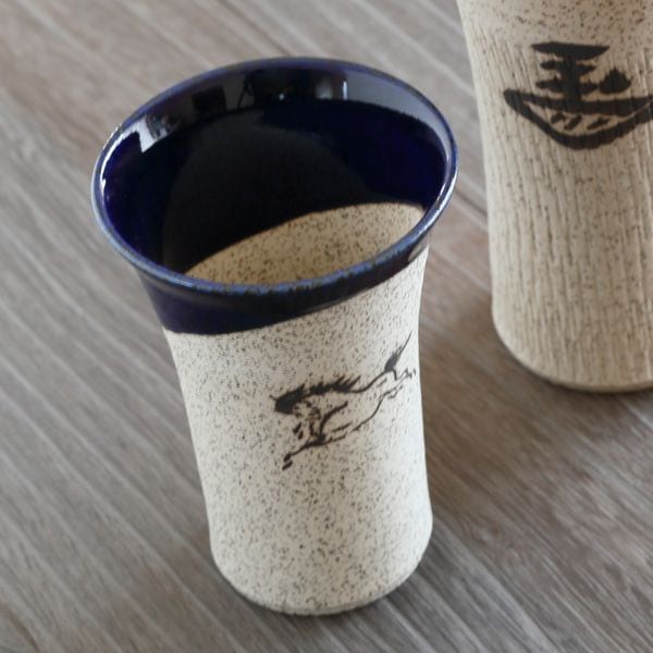大堀相馬焼 松永窯 中タンブラー(コバルトブルー)