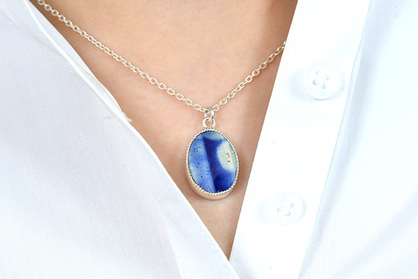 大堀相馬焼 松永窯 シルバーネックレス(コバルトブルー) | すべての