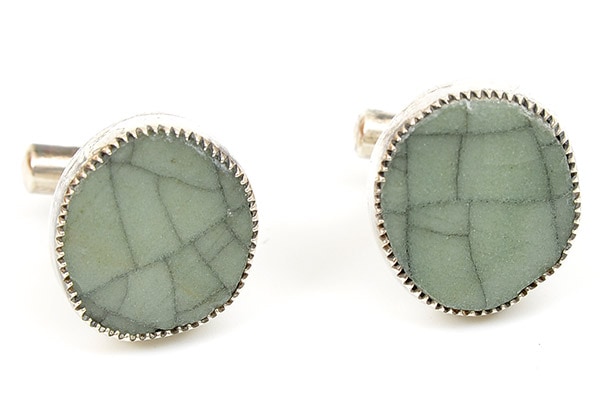 大堀相馬焼 松永窯 シルバーカフス(グリーン) (受注生産可 約2ヶ月待ち