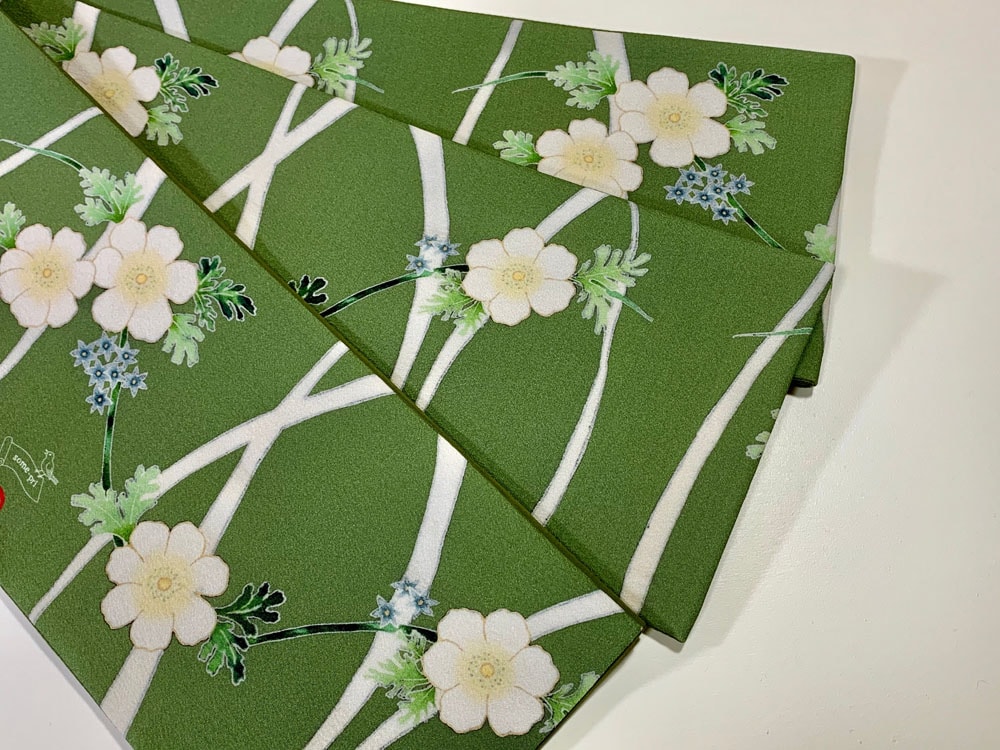 some-pri 半幅帯「白い花」グリーン【受注生産品】 追加画像1