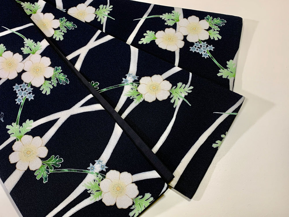 some-pri 半幅帯「白い花」グレー【受注生産品】 追加画像1