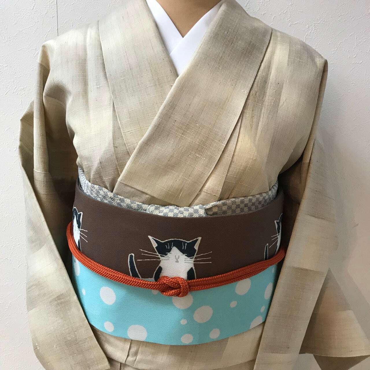 some-pri 半幅帯「もの思う猫」ブラウン【受注生産品】 追加画像2