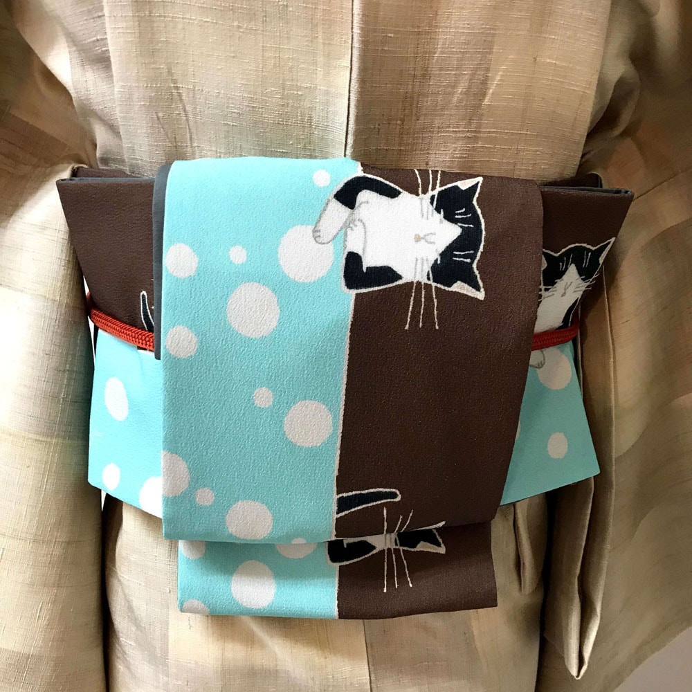 some-pri 半幅帯「もの思う猫」ブラウン【受注生産品】 追加画像3