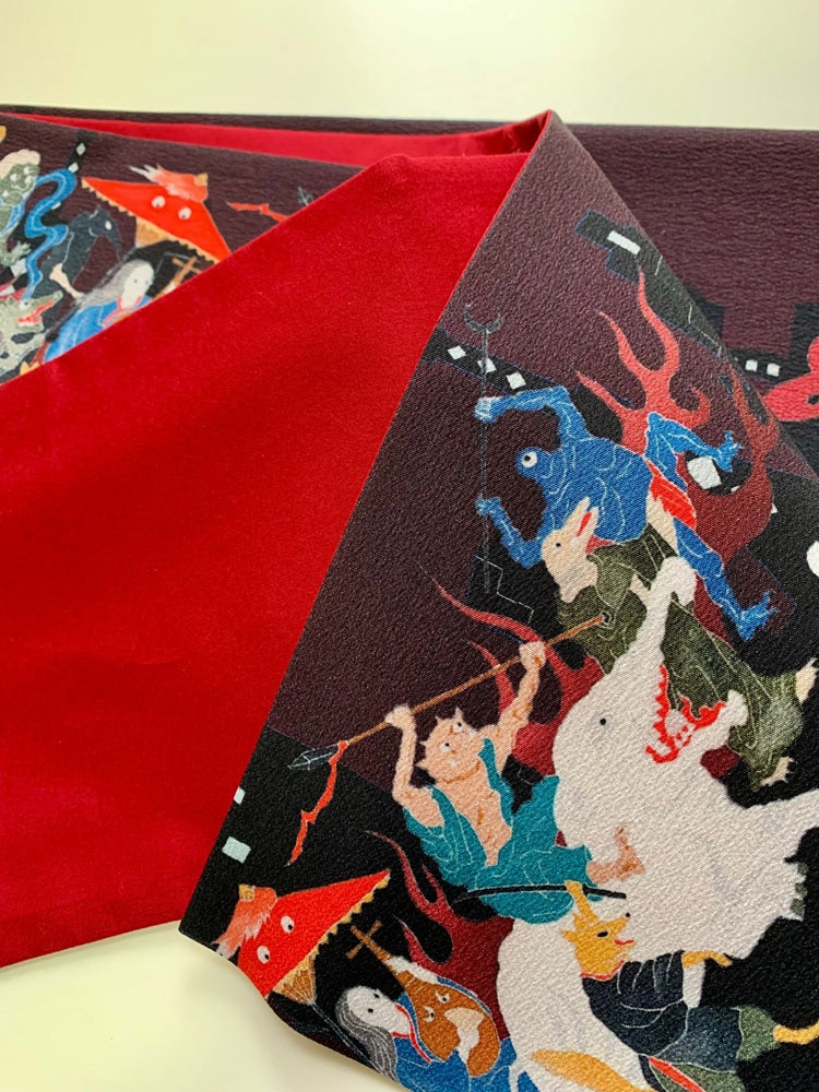 some-pri 半幅帯「東京百鬼夜行」エンジ【受注生産品】 追加画像2