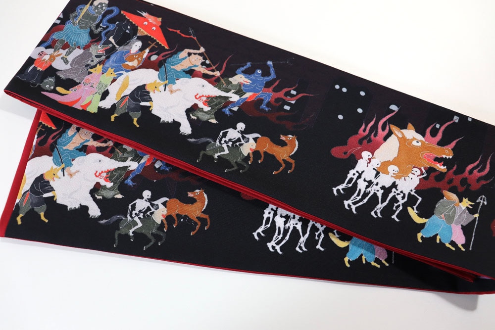 some-pri 半幅帯「東京百鬼夜行」エンジ【受注生産品】 追加画像3