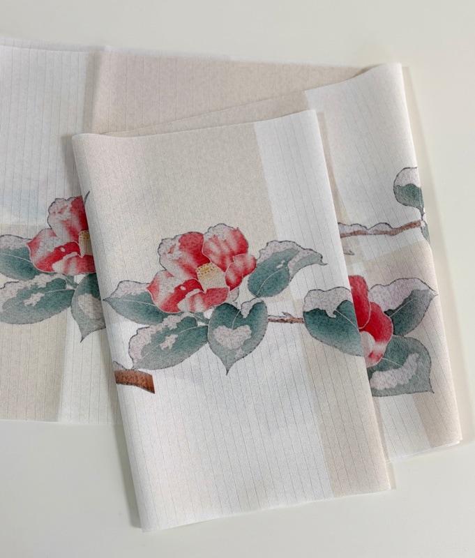 some-pri 絽帯揚ストール「冬椿市松」ベージュ【受注生産品】 追加画像1