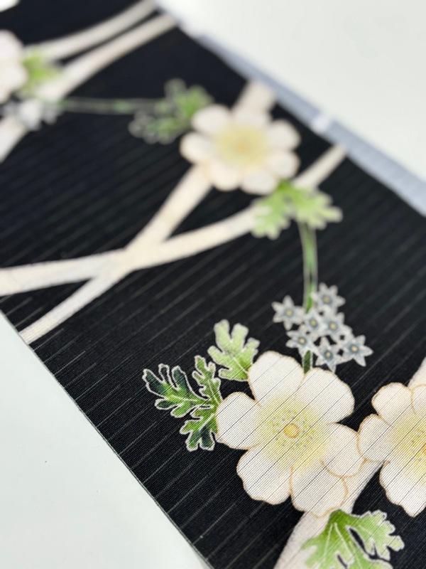 some-pri 絽半衿「白い花」グレー【受注生産品】 追加画像1