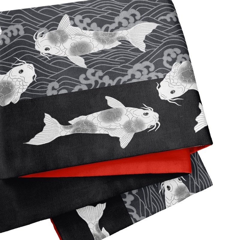 some-pri 綿紅梅半幅帯「錦鯉」モノトーン【受注生産品】 追加画像1
