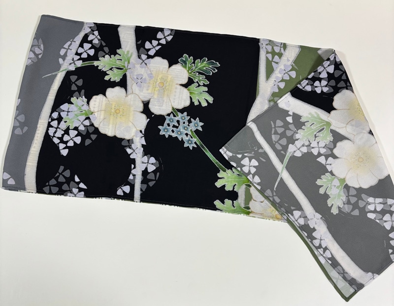 帯あげストール(再生ポリエステル）「白い花×小花模様」【受注生産品】 追加画像1