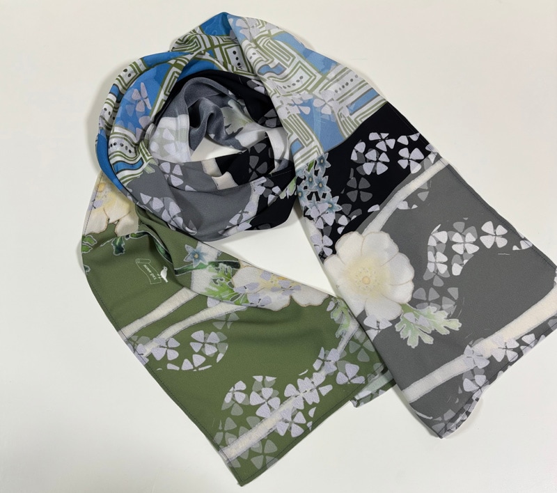 帯あげストール(再生ポリエステル）「白い花×小花模様」【受注生産品】 追加画像3