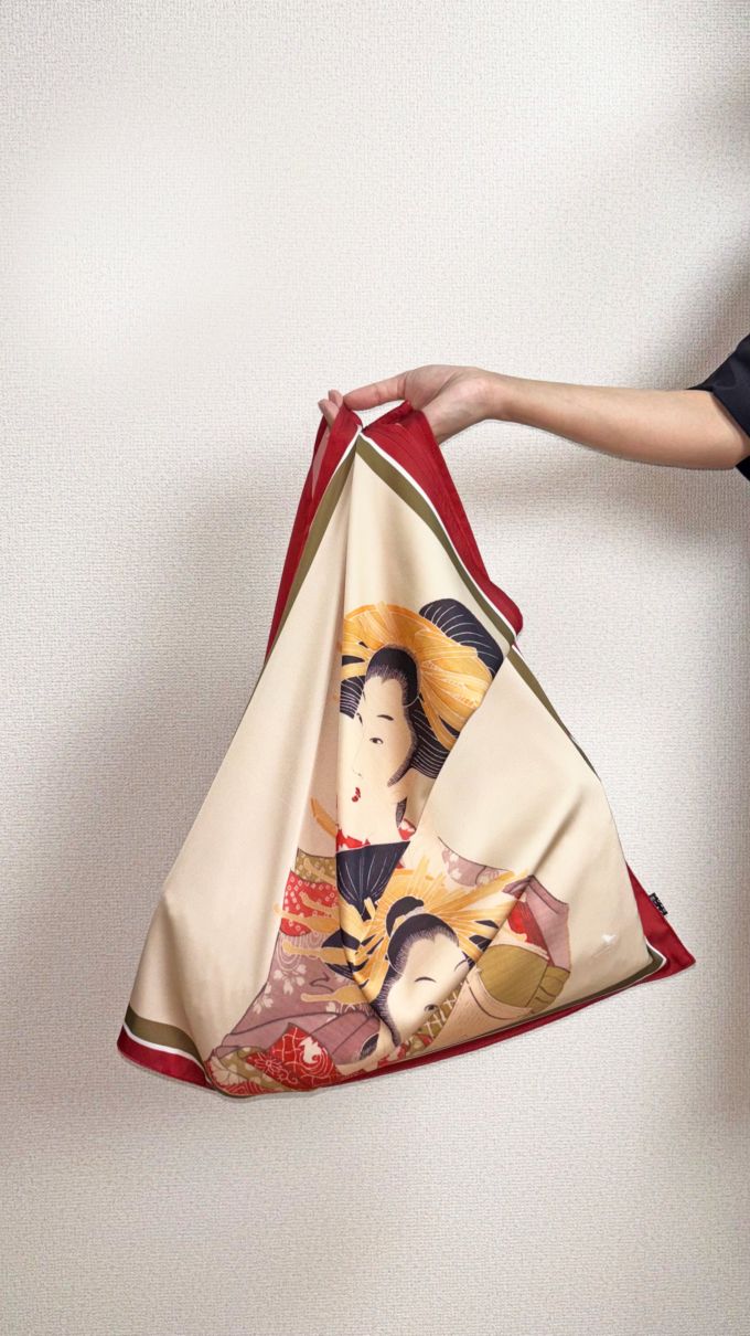 デジタル友禅 スカーフバッグ大「江戸美人」 追加画像1
