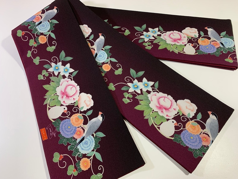 【即納品】some-pri 半幅帯「文鳥花飾り」エンジgd