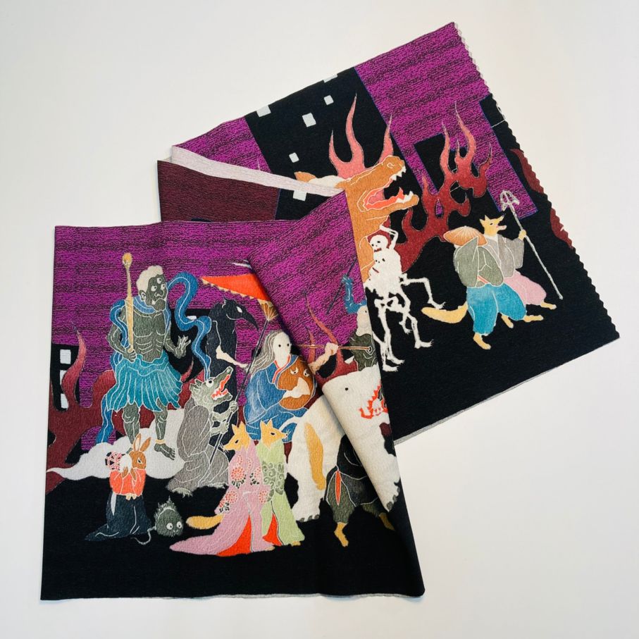 some-pri 帯揚ストール「東京百鬼夜行」紫【受注生産品】 追加画像1
