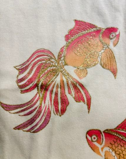 型染め&手描きTシャツ「金魚」ナチュラル 追加画像1