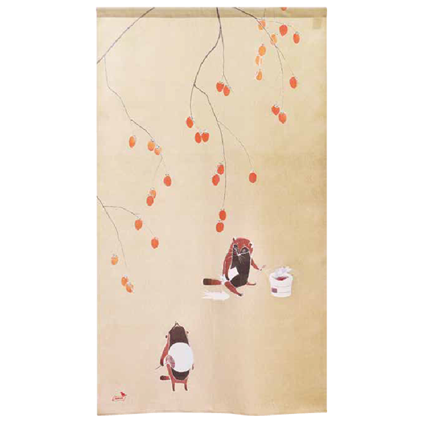 some-priのれん「たぬきと柿」