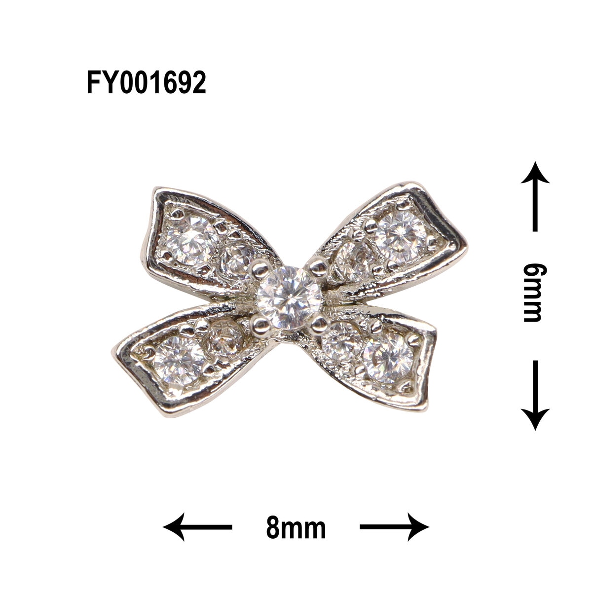 未使用級✨ルネ リボンモチーフブローチ クリスタルビジュー シルバー