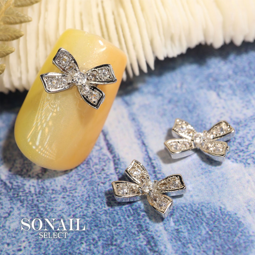 SONAIL クリアストーンビジュー リボン シルバー FY001692