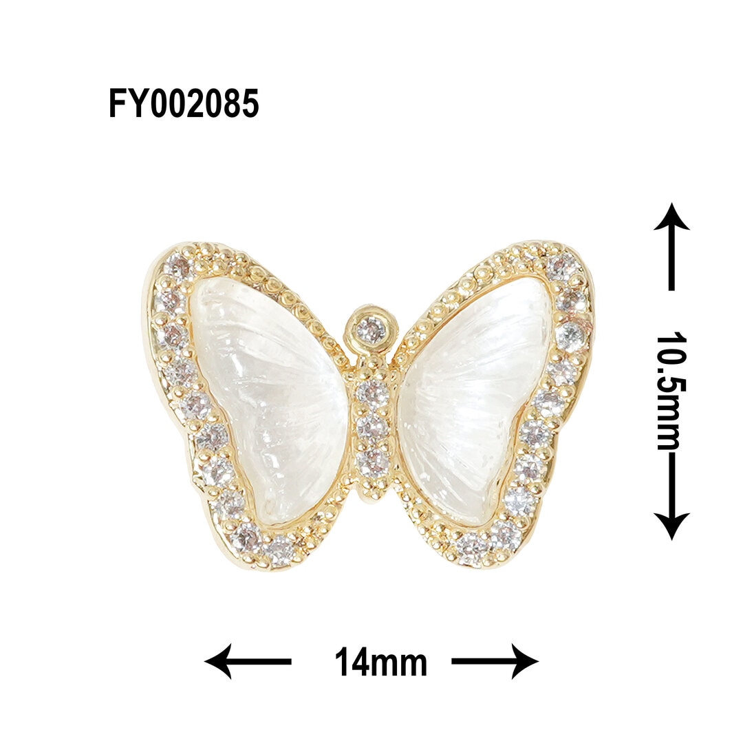 SONAIL ムーンストーン風ぷっくり蝶々 ホワイト×ゴールド FY002085