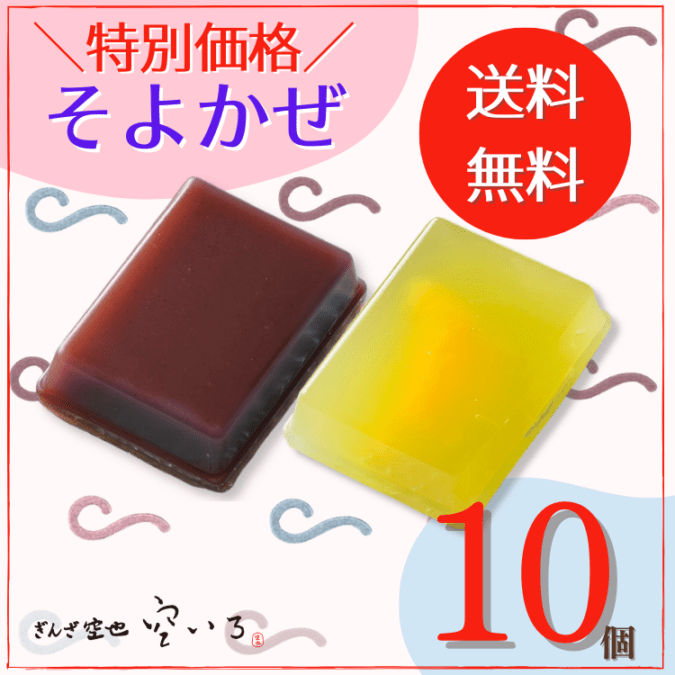 【送料無料】特別価格!そよかぜ10個 | 水羊羹あずきとフルーツ羹いよかんの2種を特別価格でお届け